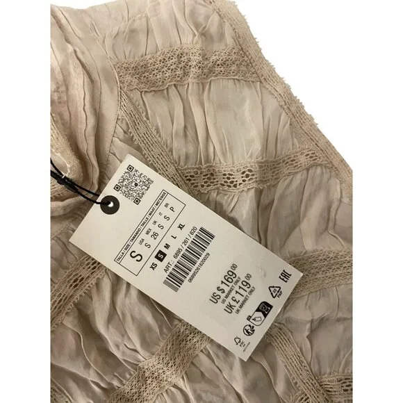 Zara ZW collection Womens Maxi Dress S Pink Lace Halter Crochet 6895/261 NWT - Picture 7 of 16